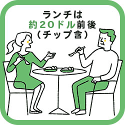 ランチは約20ドル前後